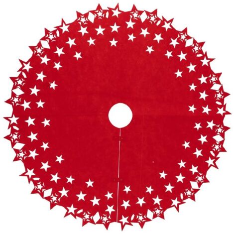 Paris Prix - Tapis De Sapin Déco etoiles 100cm Rouge