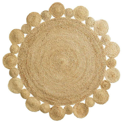 Paris Prix – Tapis déco rond en jute 120cm – Effet ajouré – 100% jute naturel – Facile d'entretien pour intérieur moderne
