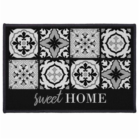 Paris Prix – Tapis d'entrée rectangulaire 40x60cm noir – Antidérapant en polyamide et latex – Pour intérieur élégant et sécurisé