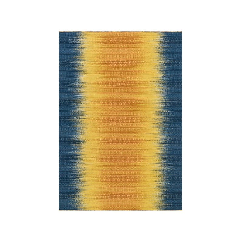 Paris Prix - Tapis en Laine Tissé Fait Main 'Sunset' Jaune & Bleu 170 x 240 cm