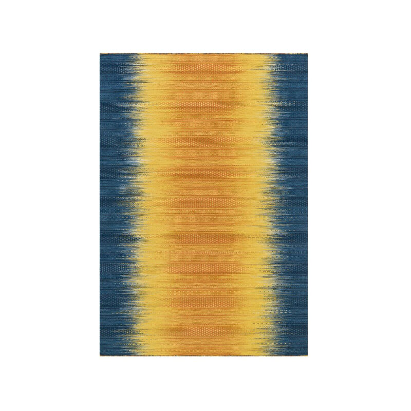 Paris Prix - Tapis en Laine Tissé Fait Main 'Sunset' Jaune & Bleu 120 x 180 cm