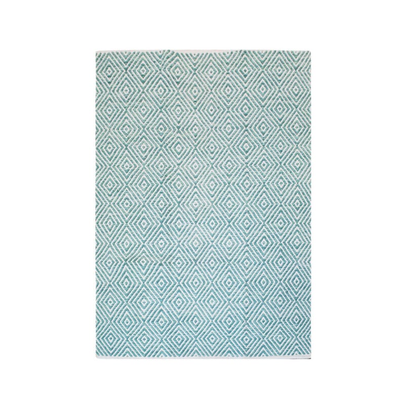 Paris Prix - Tapis Géométrique Fait Main 'Aperitif' Turquoise 160 x 230 cm