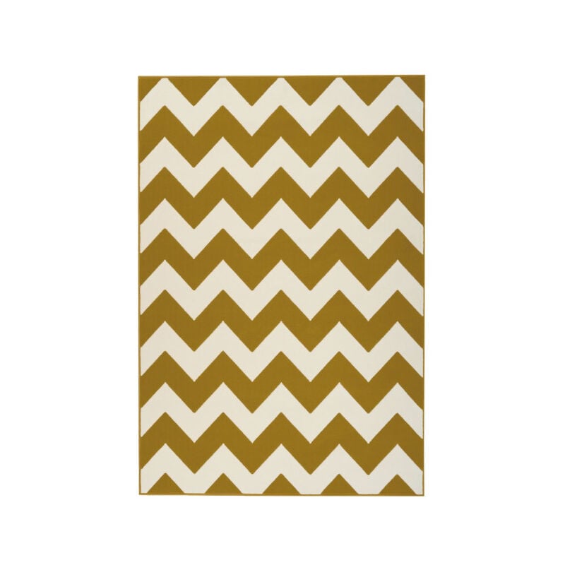 Paris Prix - Tapis Géométrique à Poils Courts 'Manolya' Or 80 x 150 cm