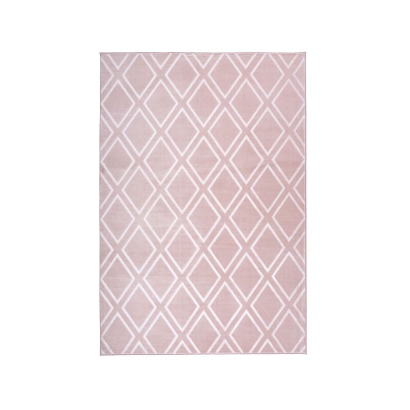 Paris Prix - Tapis Imprimé Losange Fait Main 'Monroe iii' Rose 81 x 150 cm