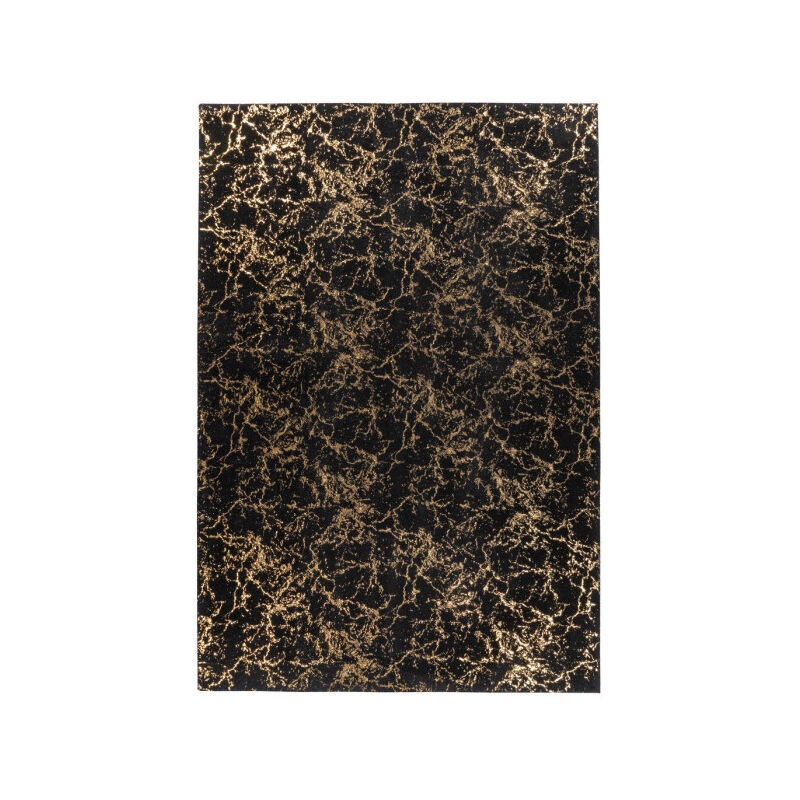 Tapis Marbré à Poils Longs "Bijou" Noir & Or 120 x 170 cm