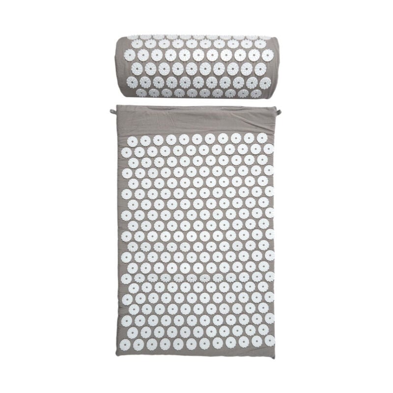Paris Prix - Tapis & Oreiller d'Acupression 'Housse' 64cm Gris