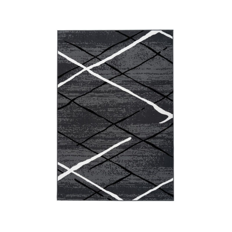 Paris Prix - Tapis Rayures à Poils Courts 'Vancouver i' Gris 160 x 230 cm