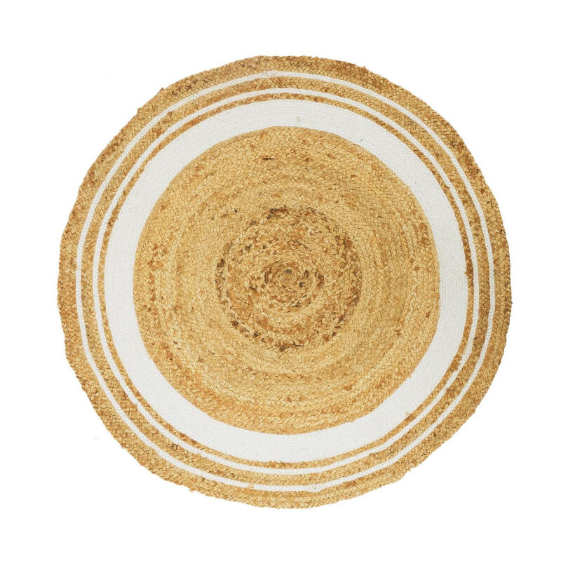 Paris Prix - Tapis Rond Déco en Jute 'Limo' 90cm Blanc