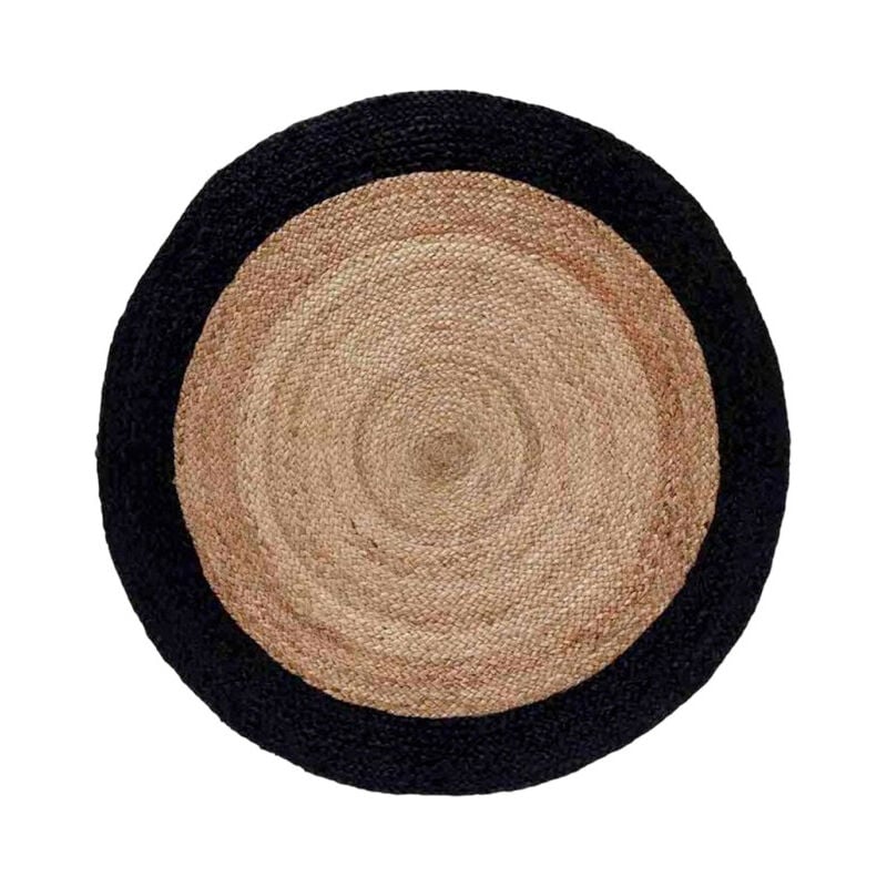 Paris Prix - Tapis Rond Déco en Jute 'Salem' 90cm Noir