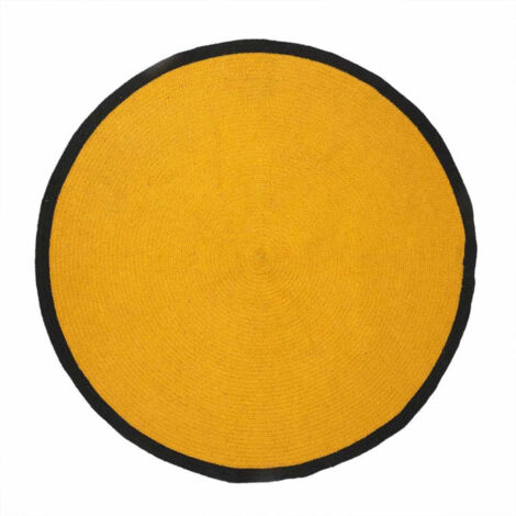 Tapis rond soleil à reliefs - D.200 cm - Moutarde et blanc - LUMINIO