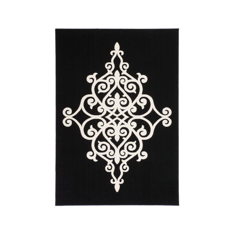 Paris Prix - Tapis Tissé Effet 3D à Poils Courts 'Manolya' Noir 80 x 150 cm