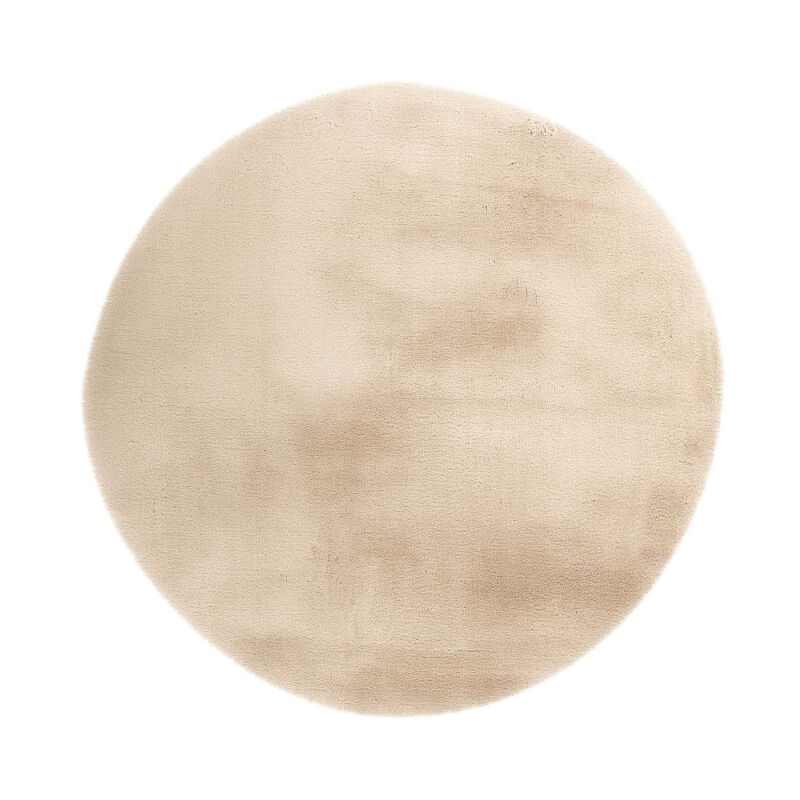 Tapis Uni Rond Doux à Poils Longs "Rabbit" Ivoire 120 cm