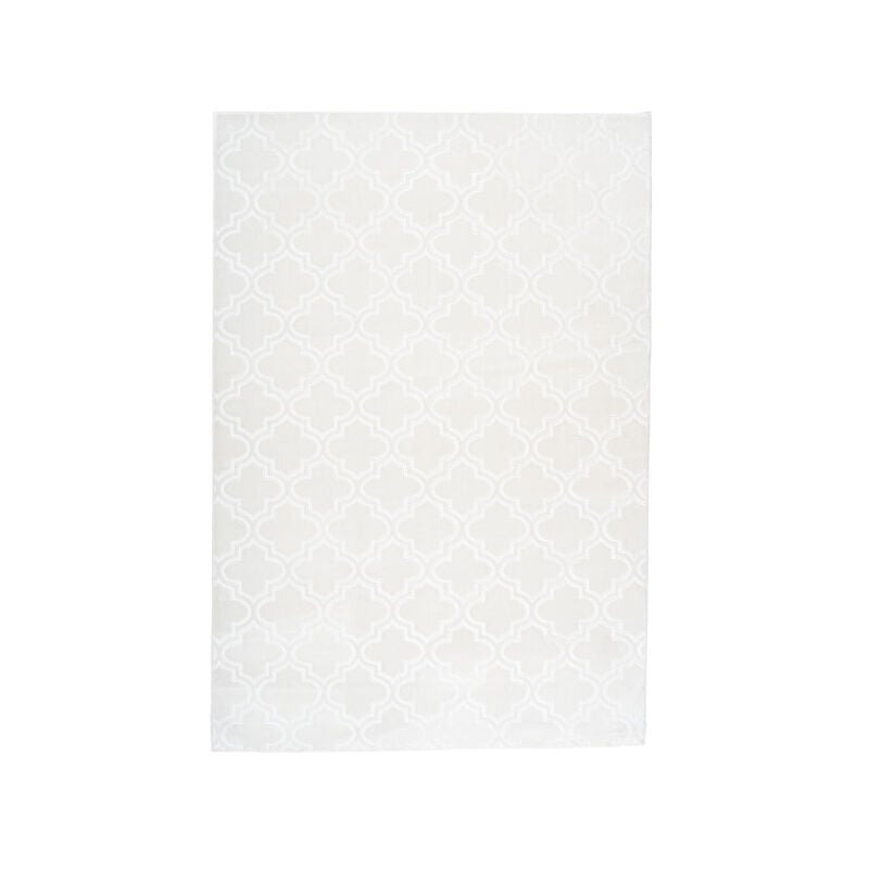 Paris Prix - Tapis Vintage Fait Main 'Monroe i' Blanc 81 x 150 cm