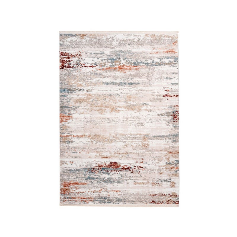 Paris Prix - Tapis Vintage à Franges 'Akropolis iii' Gris & Rose 80 x 150 cm