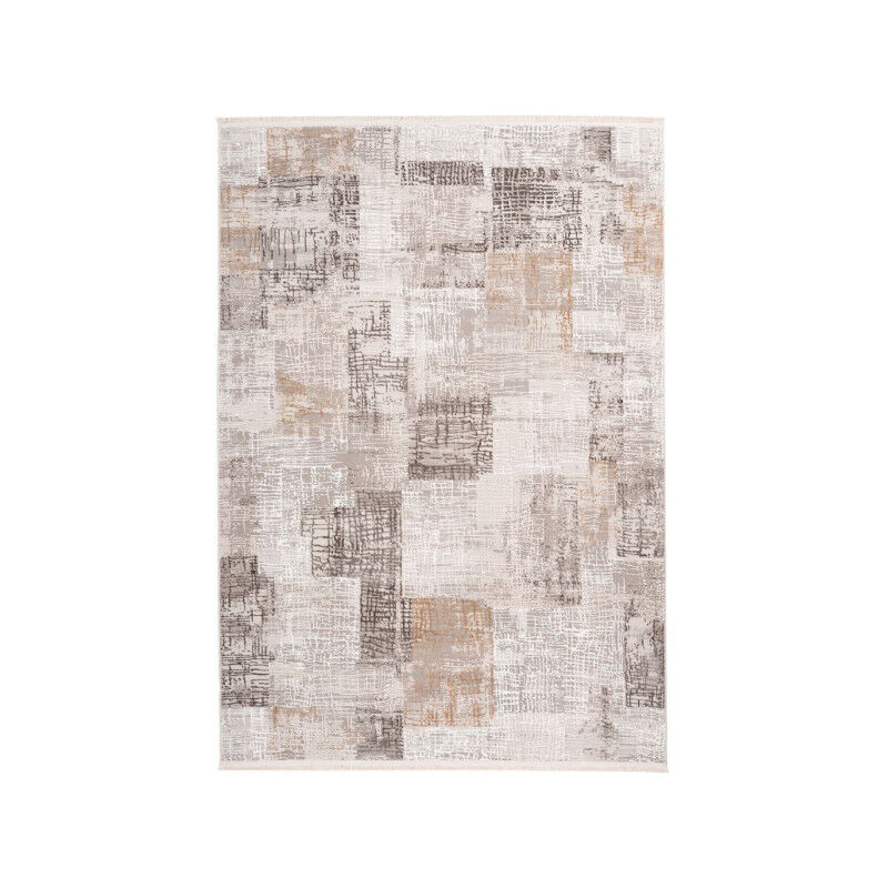 Paris Prix - Tapis Vintage à Franges 'Akropolis iv' Gris & Argent 80 x 150 cm