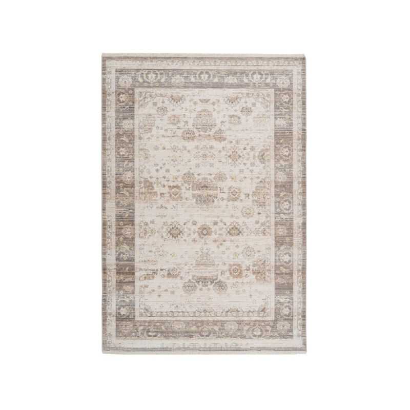 Tapis Vintage à Franges "Baroque X" Beige 80 x 150 cm