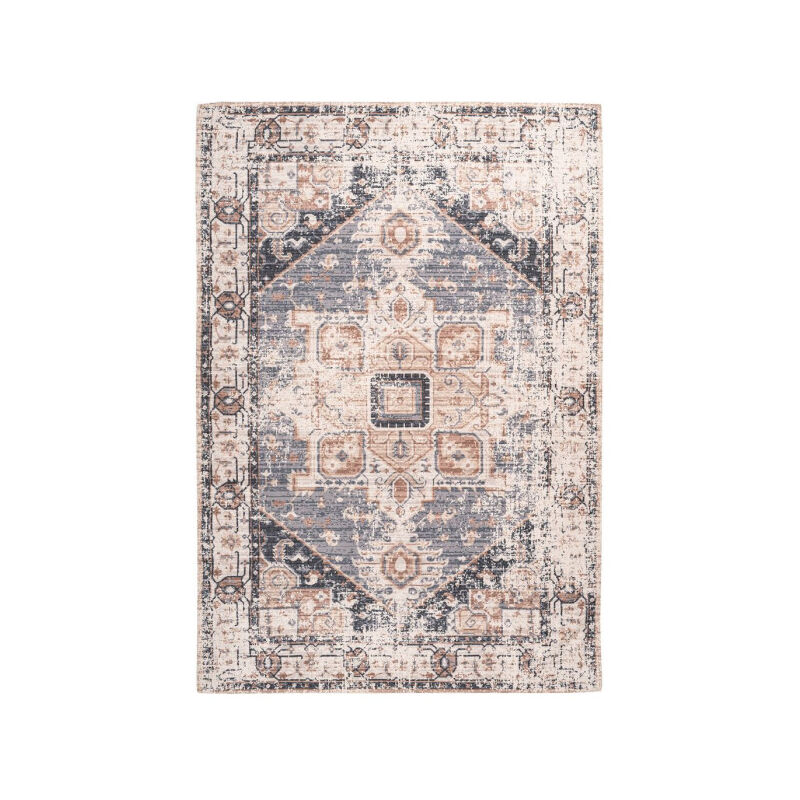 Paris Prix - Tapis Vintage à Poils Courts 'Indiana i' Gris & Marron 120 x 170 cm