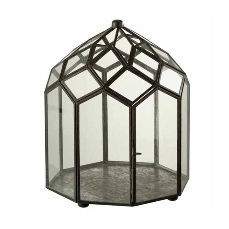 Paris Prix - Terrarium en Verre Vintage 'Brisla' 30cm Noir