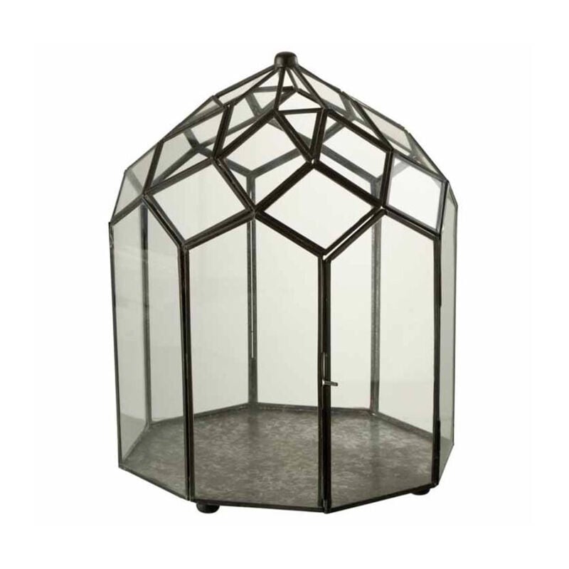 Paris Prix - Terrarium en Verre Vintage 'Brisla' 38cm Noir