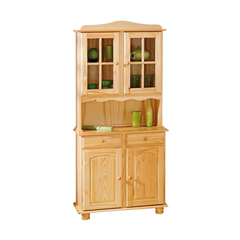 Paris Prix - Vaisselier 4 Portes Bois Massif 'Alienor' 198cm Naturel