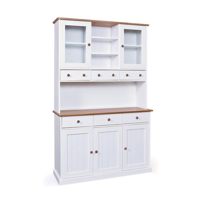 Paris Prix - Vaisselier 5 Portes & 6 Tiroirs 'Takao' 131cm Blanc