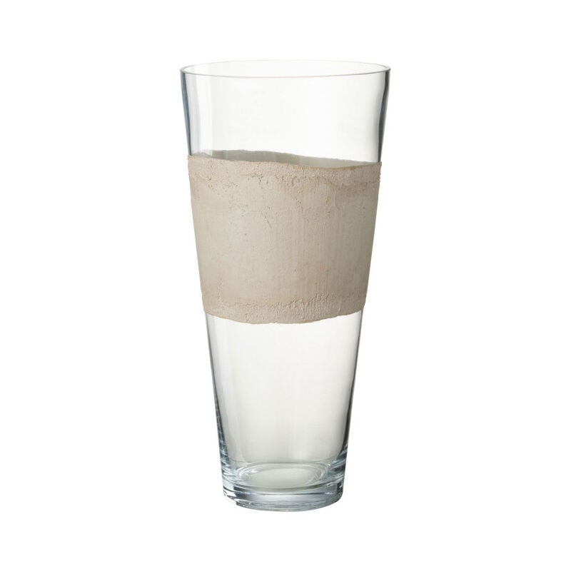 Paris Prix - Vase Déco en Verre 'Delph' 45cm Transparent & Beige