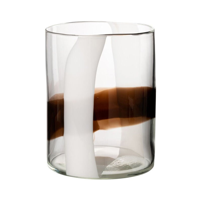 Paris Prix - Vase Design en Verre 'Iggy' 27cm Blanc & Marron