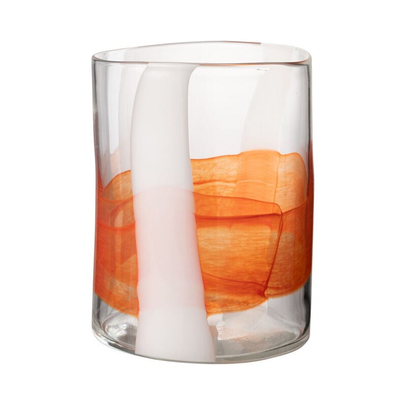 Paris Prix - Vase Design en Verre 'Iggy' 27cm Blanc & Orange