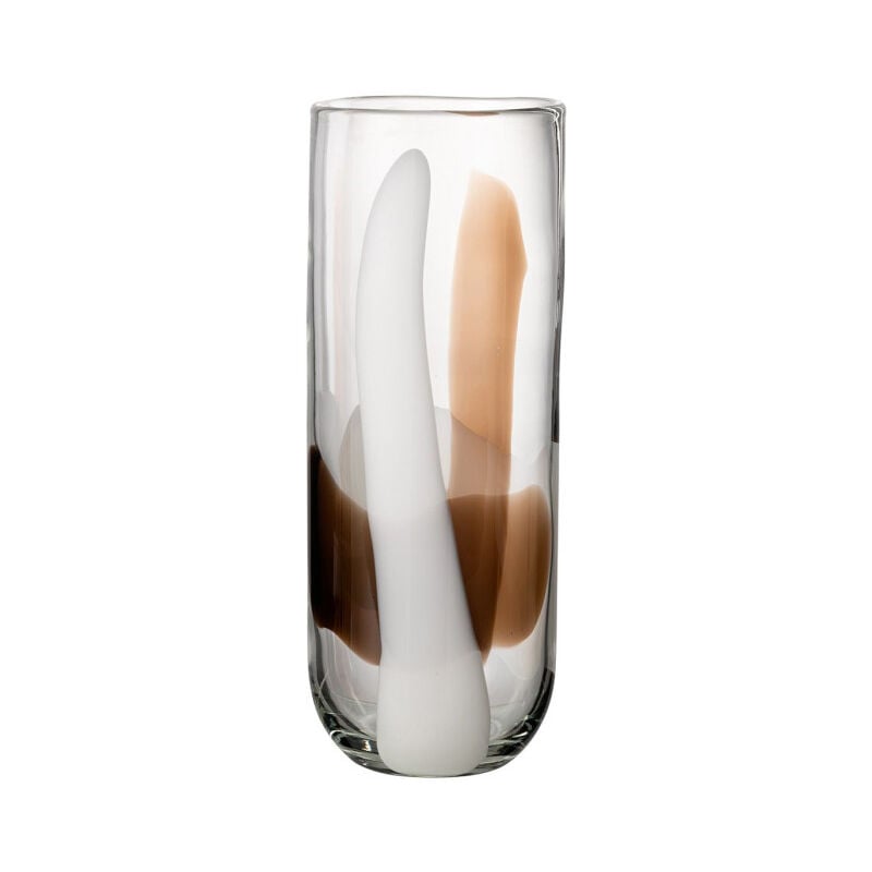 Paris Prix - Vase Design en Verre 'Iggy' 37cm Blanc & Marron