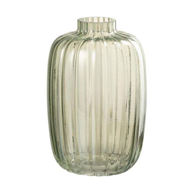 Vase Design en Verre 'Lignes' 20cm Vert