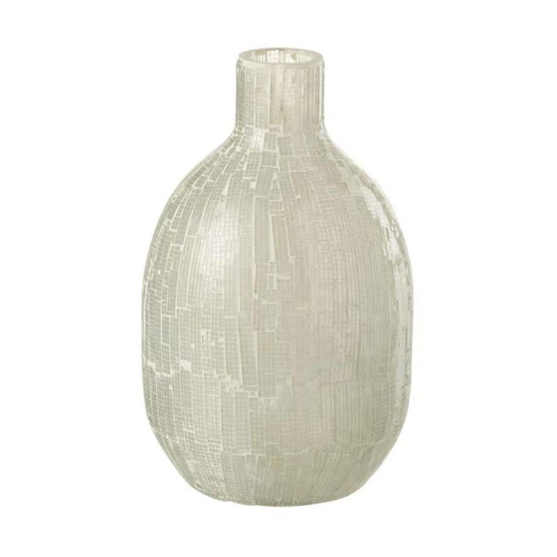 Paris Prix - Vase Design en Verre 'Mosaïque' 27cm Gris Clair