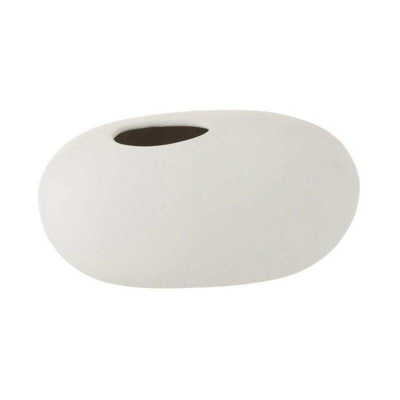 Paris Prix - Vase Design 'Ovale Céramique' 25cm Blanc Mat