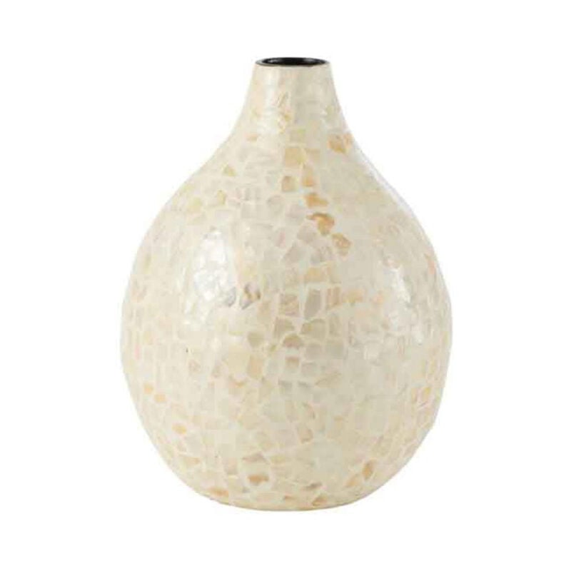 Paris Prix - Vase Goutte Motif Mosaïque 'Nuye' 33cm Ivoire