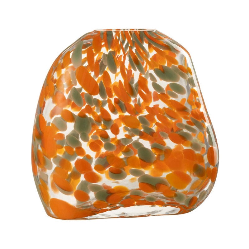 Paris Prix - Vase Plat en Verre 'Taches' 23cm Orange