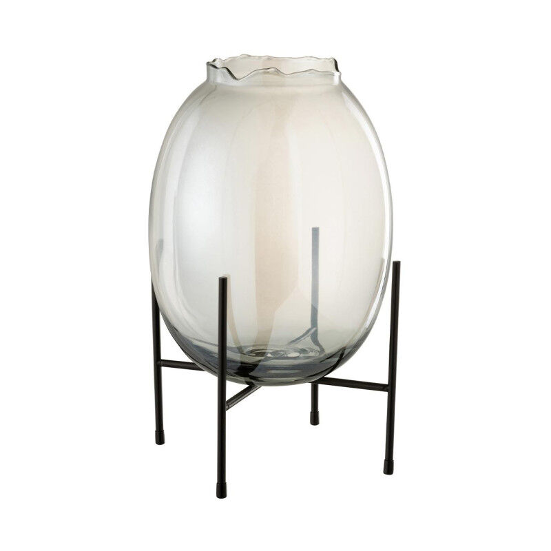 Paris Prix - Vase sur Pied 'Bord Irrégulier' 40cm Gris & Noir