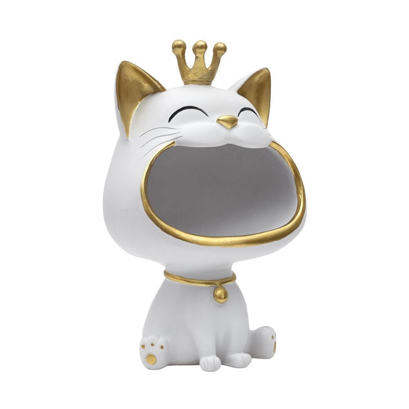 Paris Prix - Vide-Poche Statue 'Chat' 25cm Blanc