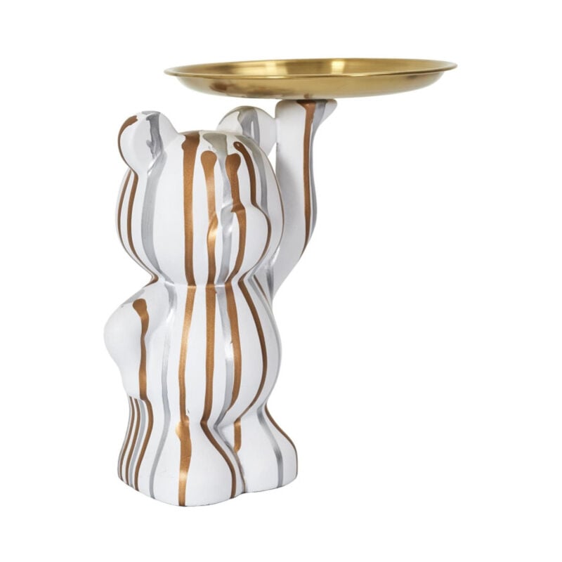 Paris Prix - Vide-Poche Statue 'Ourson' 23cm Blanc