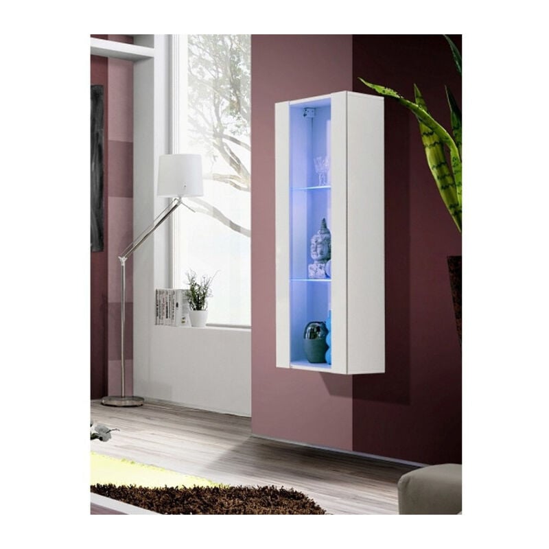 Paris Prix - Vitrine led Murale Design 'Fly ii' 126cm Blanc