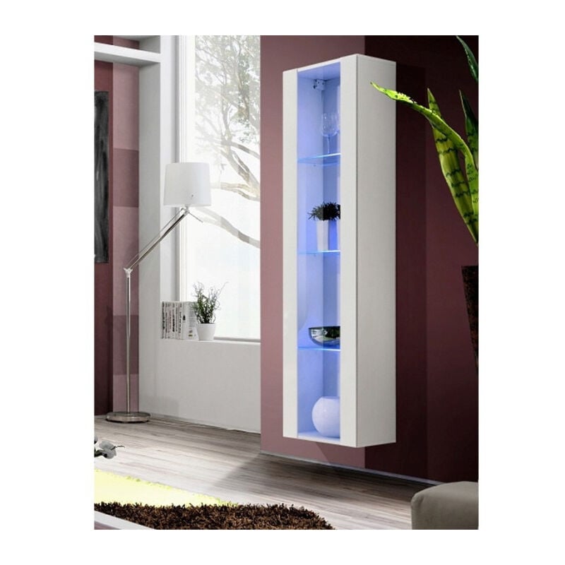 Paris Prix - Vitrine led Murale Design 'Fly ii' 170cm Blanc