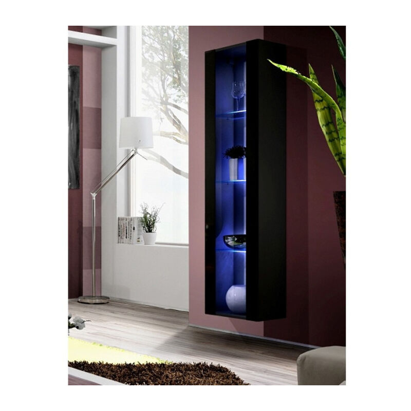 Paris Prix - Vitrine led Murale Design 'Fly ii' 170cm Noir