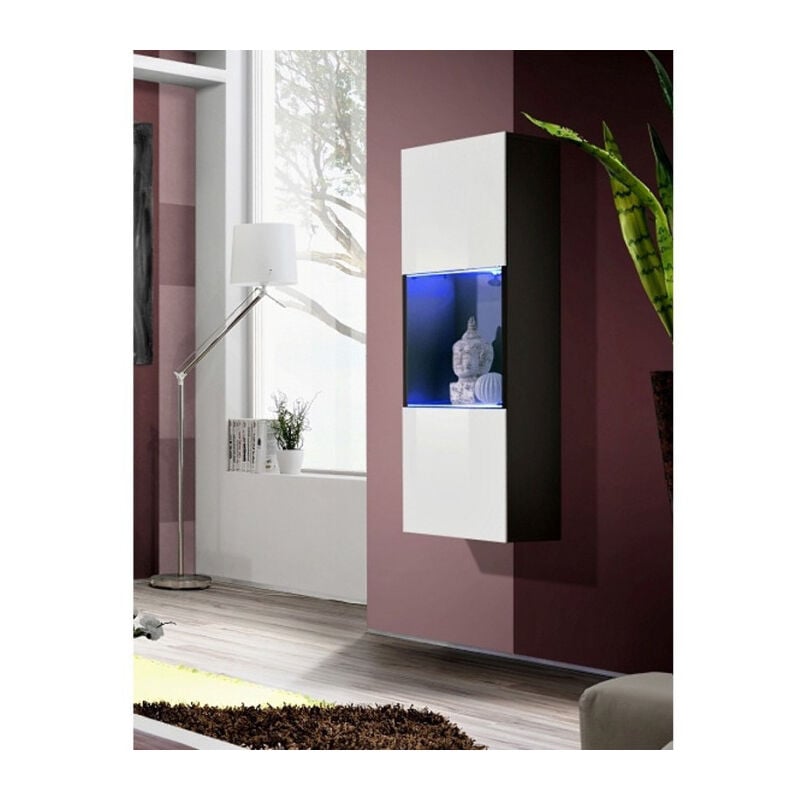 Paris Prix - Vitrine led Murale Design 'Fly iii' 126cm Blanc & Noir