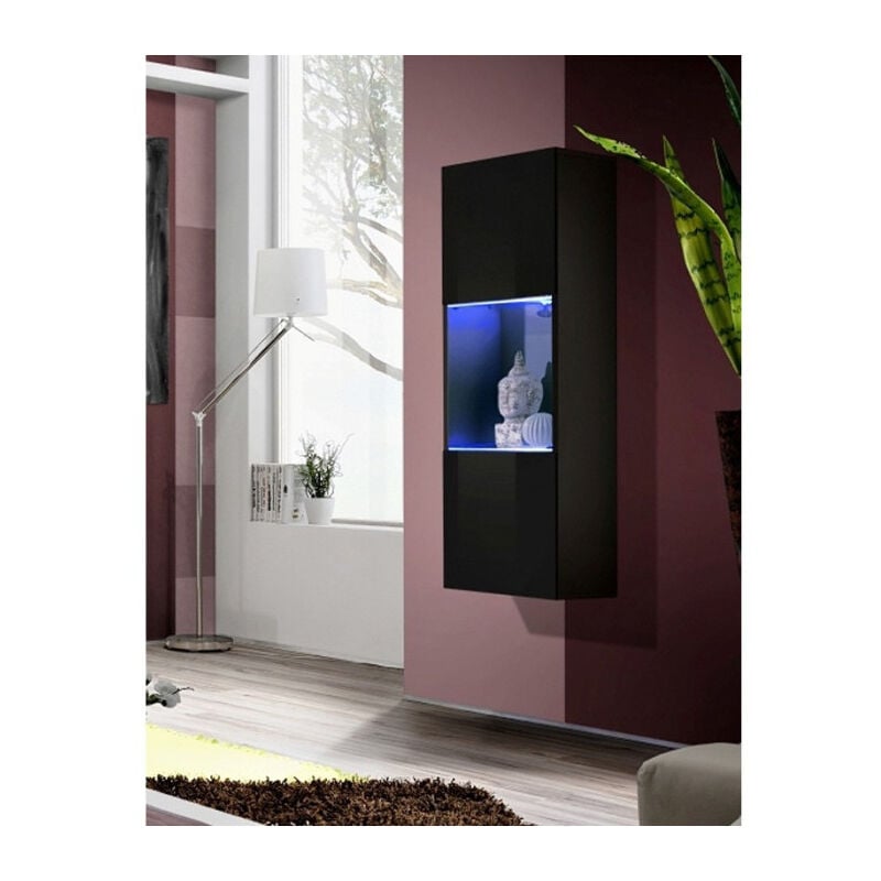 Paris Prix - Vitrine led Murale Design 'Fly iii' 126cm Noir