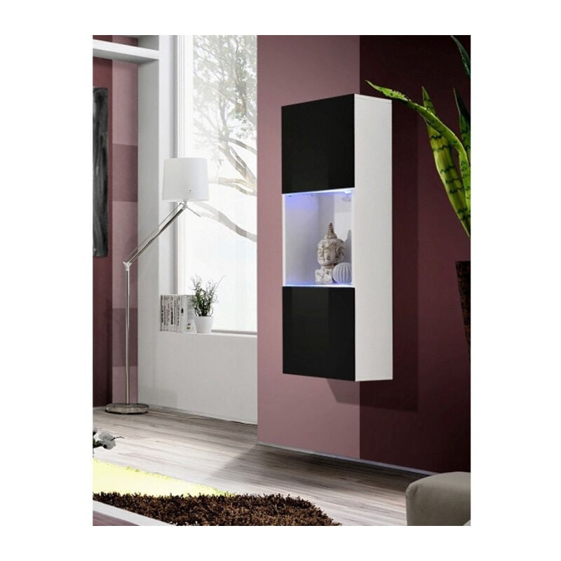 Paris Prix - Vitrine led Murale Design 'Fly iii' 126cm Noir & Blanc