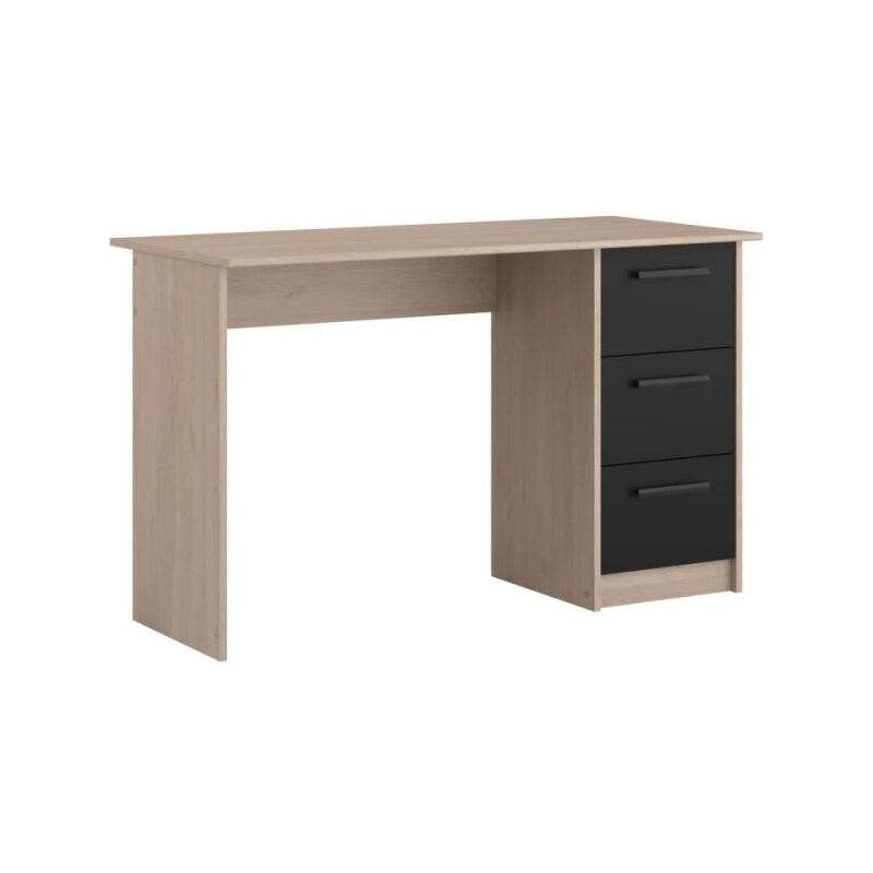 parisot - bureau droit 3 tiroirs - décor chene brooklyn - l 121,4 x p 55 x h 74.5 cm - essentielle