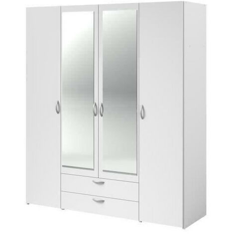 parisot VARIA armoire blanche 4 portes 2 miroirs