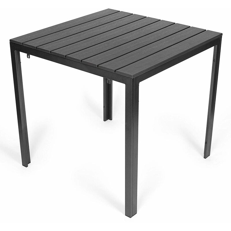 Parkalley - Park Alley HDPE Stahltisch schwarz, eckiger Gartentisch in Holzoptik - für Garten, Terrasse und Balkon geeignet