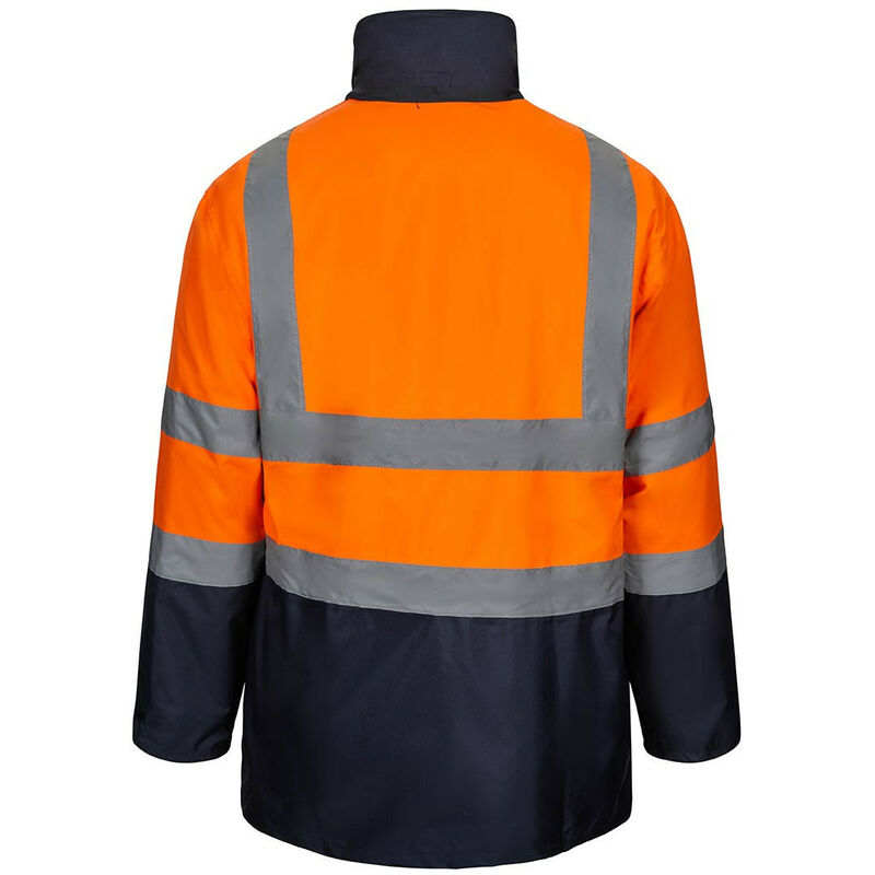 

Parka 4 en 1 bicolor alta visibilidad chubasquero y desmontable VELILLA Serie 306003 | 4XL - Naranja flúor / Azul marino
