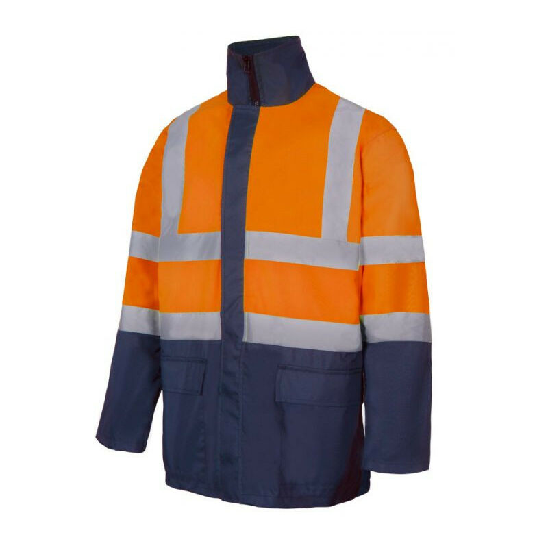 

Parka 4 en 1 bicolor alta visibilidad chubasquero y desmontable VELILLA Serie 306003 | Naranja flúor / Azul marino - 5XL