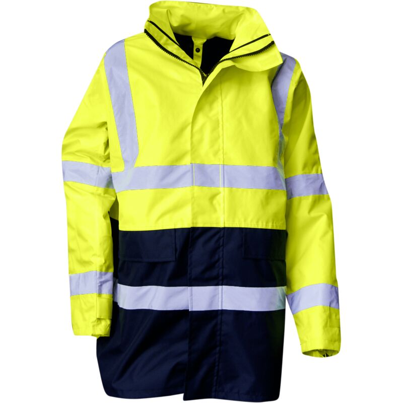 LMA - Parka 4 en 1 imperméable et coupe-vent prevention Jaune / Marine xl