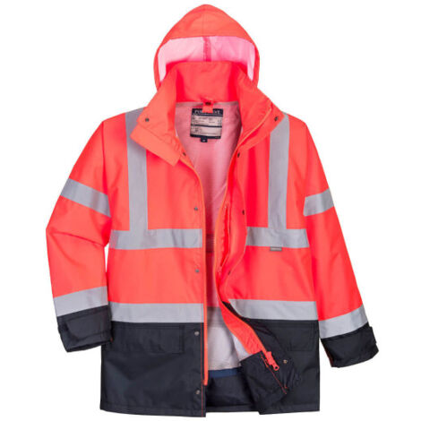 Parka 5 en 1 Executive de alta visibilidad en 342 protección contra el frío y el agua con cintas reflectantes S768 S Rojo / Azul marino